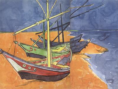 Vincent Van Gogh Boats on the Beach of Saintes-Maries (nn04) Germany oil painting art